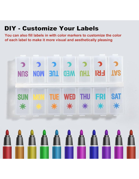 Organizador de Pastillas Plegable AOZITA 7 Días AM PM Azul Claro