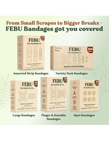 Vendajes de Tela de Bambú FEBU Ecológicos 50 Unidades