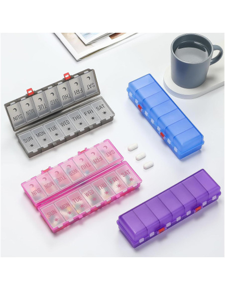 Organizador de Pastillas Plegable AOZITA 7 Días AM PM Azul Claro