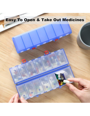 Organizador de Pastillas Plegable AOZITA 7 Días AM PM Azul Claro