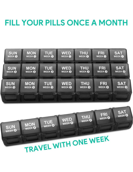 Organizador de Pastillas Mensual TookMag 28 Días - Caja de Medicamentos