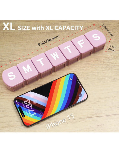 Organizador Semanal de Pastillas MOLN HYMY XL Rosa Jumbo