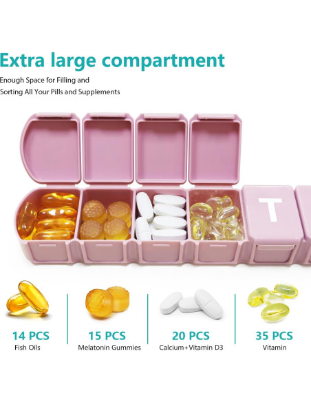Organizador Semanal de Pastillas MOLN HYMY XL Rosa Jumbo Organizador Semanal de Pastillas MOLN HYMY XL Rosa Jumbo