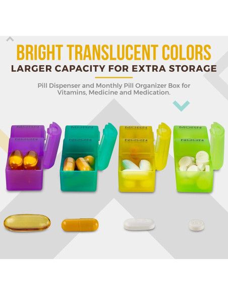 Organizador de Pastillas Mensual MEDca - 32 Compartimentos 3 Veces al Día
