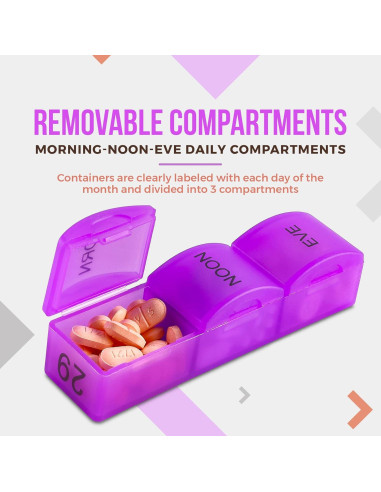 Organizador de Pastillas Mensual MEDca - 32 Compartimentos 3 Veces al Día