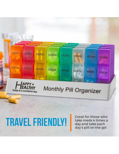 Organizador de Pastillas Mensual MEDca - 32 Compartimentos 3 Veces al Día