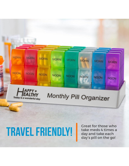Organizador de Pastillas Mensual MEDca - 32 Compartimentos 3 Veces al Día