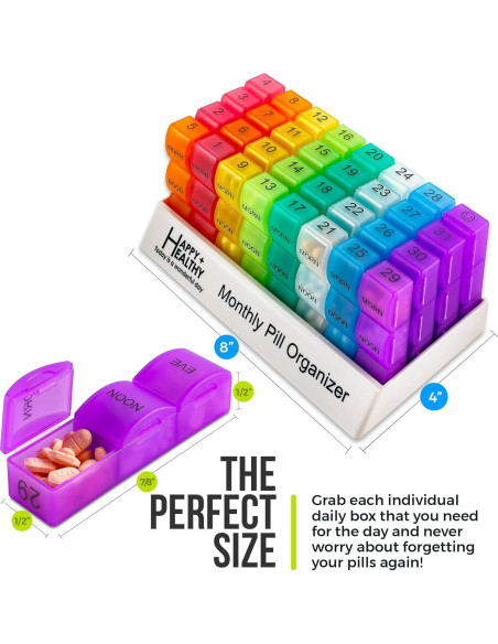 Organizador de Pastillas Mensual MEDca - 32 Compartimentos 3 Veces al Día