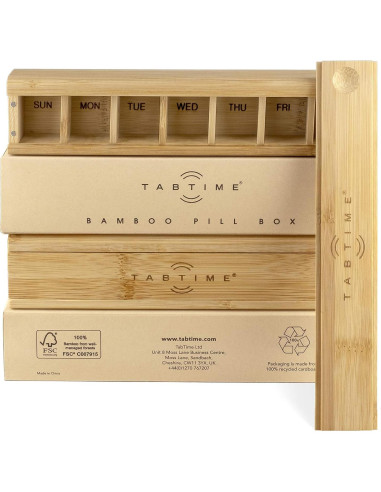 Organizador Semanal de Pastillas de Bambú Tabtime - 7 Días