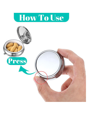 Caja de Pastillas Metálica Molain 20 Pcs Portátil Espejo