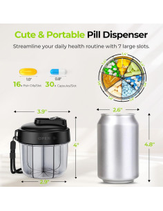 Dispensador de Pastillas AUVON Portátil 7 Compartimentos Negro 2