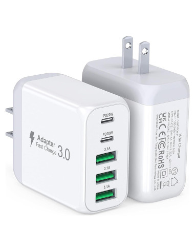 Cargador de Pared USB C 50W 5 Puertos CSODINCE 2-Pack