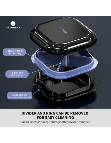Estuche Organizador de Pastillas ONTERATE Negro 4 Compartimentos