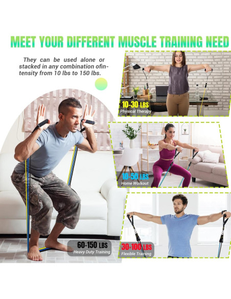 Juego de Bandas de Resistencia COFOF 10-150LBS con Mangos