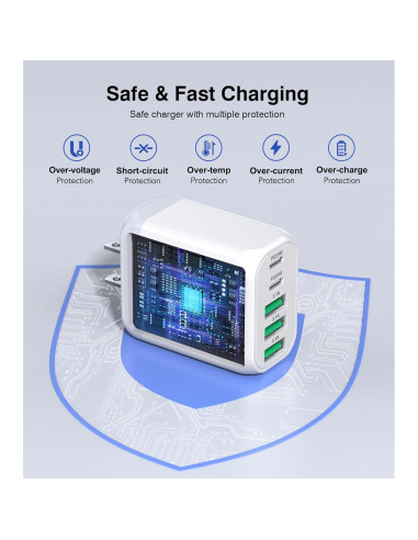 Cargador de Pared USB C 50W 5 Puertos CSODINCE 2-Pack