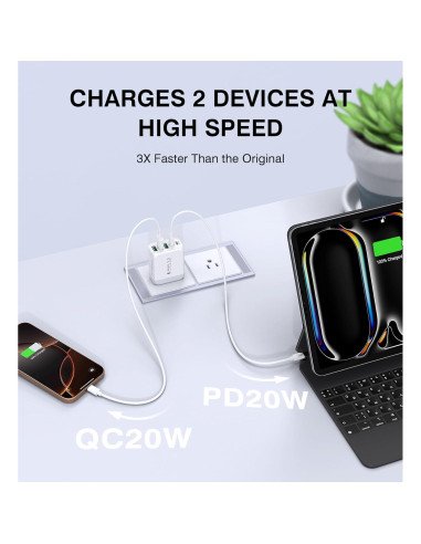 Cargador de Pared USB C 50W 5 Puertos CSODINCE 2-Pack