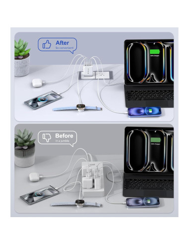 Cargador de Pared USB C 50W 5 Puertos CSODINCE 2-Pack