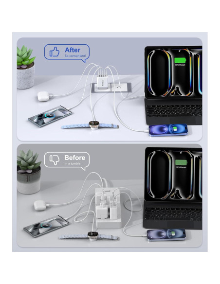 Cargador de Pared USB C 50W 5 Puertos CSODINCE 2-Pack