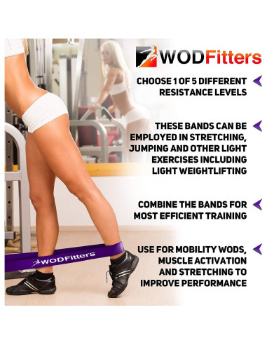 Banda de Resistencia WODFitters - Conjunto de 4 Bandas para Fitness
