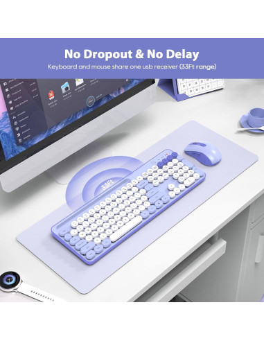 Combo Teclado y Ratón Inalámbrico Trueque Retro Rosa