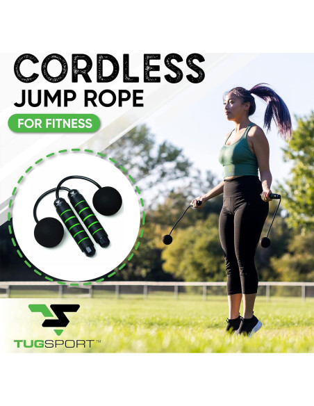 Cuerda de Salto Sin Cable TugSport con Peso - Ajustable y Antideslizante
