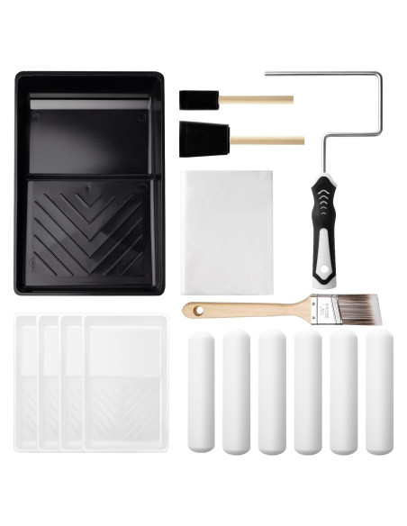 Kit de Rodillos de Pintura Mister Rui 16 Piezas 6 Pulgadas Kit de Rodillos de Pintura Mister Rui 16 Piezas 6 Pulgadas