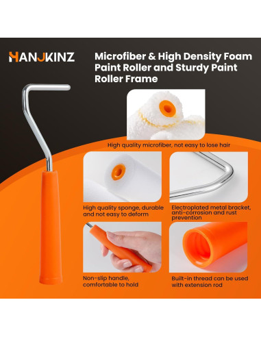 Kit de Rodillos de Pintura 20 Piezas 2" Espuma y Microfibra