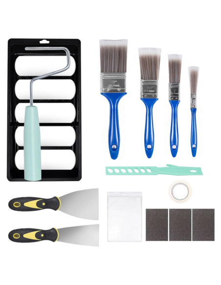 Kit de Rodillos de Pintura 19 Piezas Ozzagar - 4" Rodillo, Brochas y Más