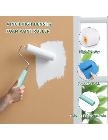 Kit de Rodillos de Pintura 19 Piezas Ozzagar - 4" Rodillo, Brochas y Más