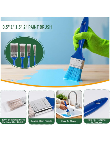 Kit de Rodillos de Pintura 19 Piezas Ozzagar - 4" Rodillo, Brochas y Más