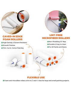 Kit de Rodillos de Pintura 20 Piezas PinStone 4" y 2" 2