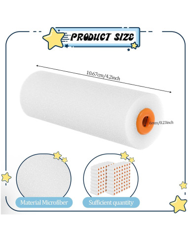 120 Mini Rodillos de Pintura de Espuma EupHHonycs 10cm Blanco