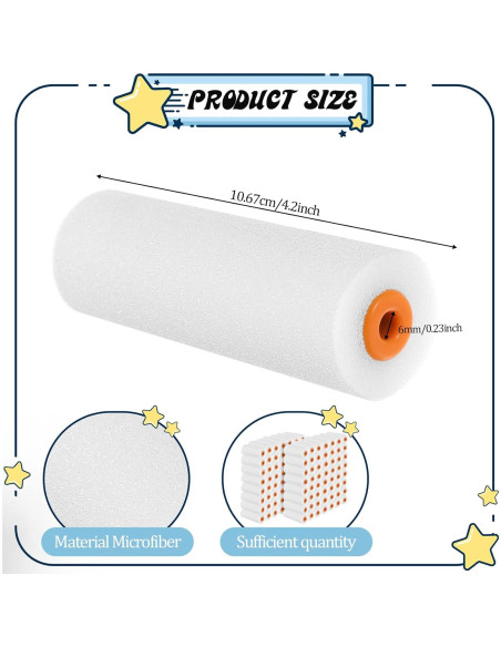 120 Mini Rodillos de Pintura de Espuma EupHHonycs 10cm Blanco