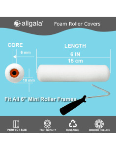 Rodillos de Espuma Allgala 6" (15.24 cm) Paquete de 12 Sin Pelusa 2