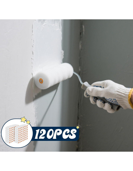 120 Mini Rodillos de Pintura de Espuma EupHHonycs 10cm Blanco