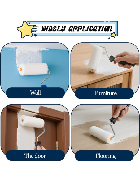 120 Mini Rodillos de Pintura de Espuma EupHHonycs 10cm Blanco