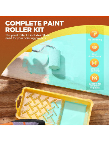 Kit de Rodillo de Pintura Leumoi 30 Piezas 2" con Bandeja