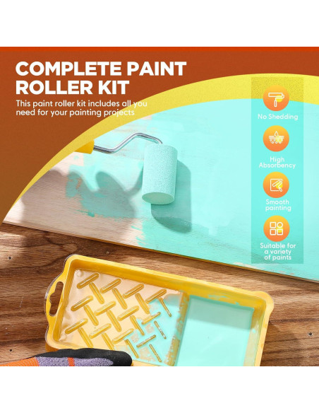 Kit de Rodillo de Pintura Leumoi 30 Piezas 2" con Bandeja Kit de Rodillo de Pintura Leumoi 30 Piezas 2" con Bandeja