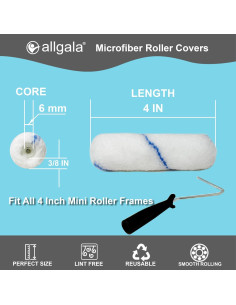 Cubiertas de Rodillo de Pintura Microfibra Allgala 4" - 12 Piezas 2