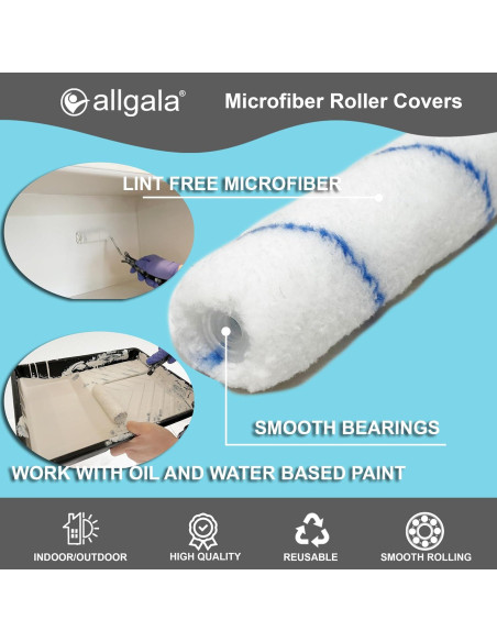 Cubiertas de Rodillo de Pintura Microfibra Allgala 4" - 12 Piezas