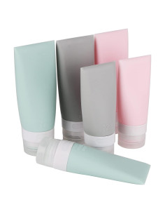 Juego de 6 botellas de viaje de silicona LARPIPAO a prueba de fugas