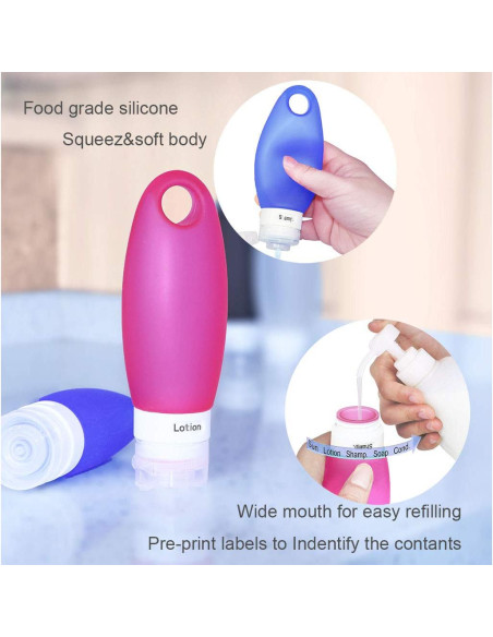 Juego de Botellas de Viaje Silicona Fullplus 3.3 Oz A prueba de Fugas