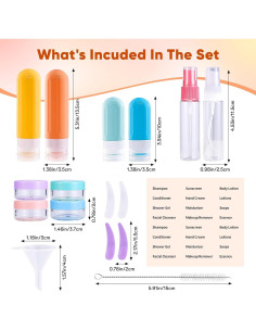 Kit de Botellas de Viaje Landisun 18 Piezas 88.7 ml A Prueba de Fugas 2