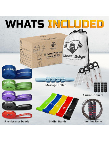 Conjunto de Fitness StealthEdge - 5 Bandas de Resistencia y Accesorios