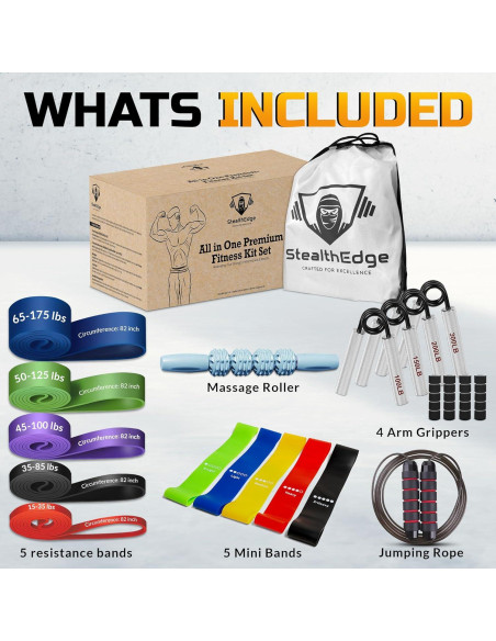 Conjunto de Fitness StealthEdge - 5 Bandas de Resistencia y Accesorios