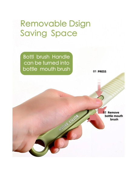 Kit de Cepillos para Biberones BOVELLA 6 en 1 Verde Portátil