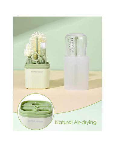 Kit de Cepillos para Biberones BOVELLA 6 en 1 Verde Portátil