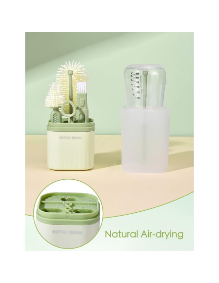Kit de Cepillos para Biberones BOVELLA 6 en 1 Verde Portátil