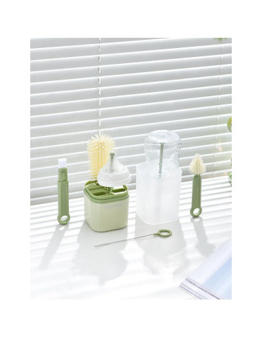 Kit de Cepillos para Biberones BOVELLA 6 en 1 Verde Portátil