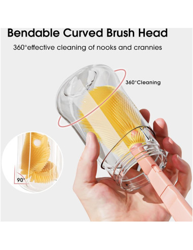 Juego de Cepillos para Botellas Gulsmami 7 en 1 Rosa